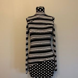 🎃 Honey Punch Cold Shoulder Mock Neck Striped Top